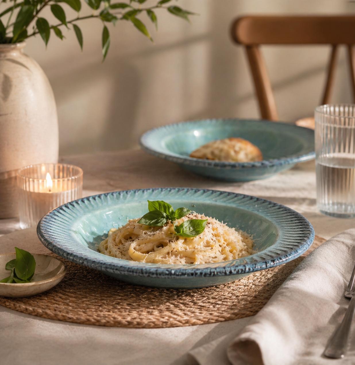 Strata Etched Pasta Plate  (Set of 1 )| Ceramic