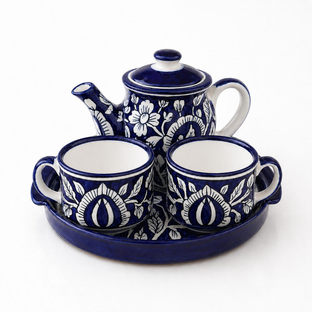 Blue Pottery Tea Party ( Set of 2 cup, 1 tray and 1 kettle) | Pinterest Inspired Design