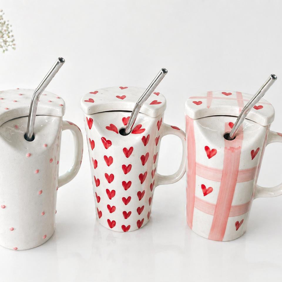 Amour Cold Coffee Sipper with steel straw (Set of 1) | Pinterest Inspired Design