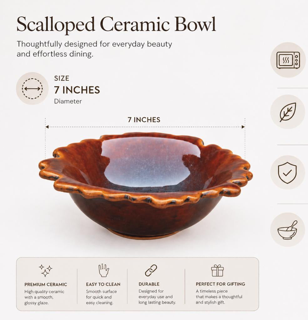 Fluted Curry Studio Ceramic Bowl (set of 1)