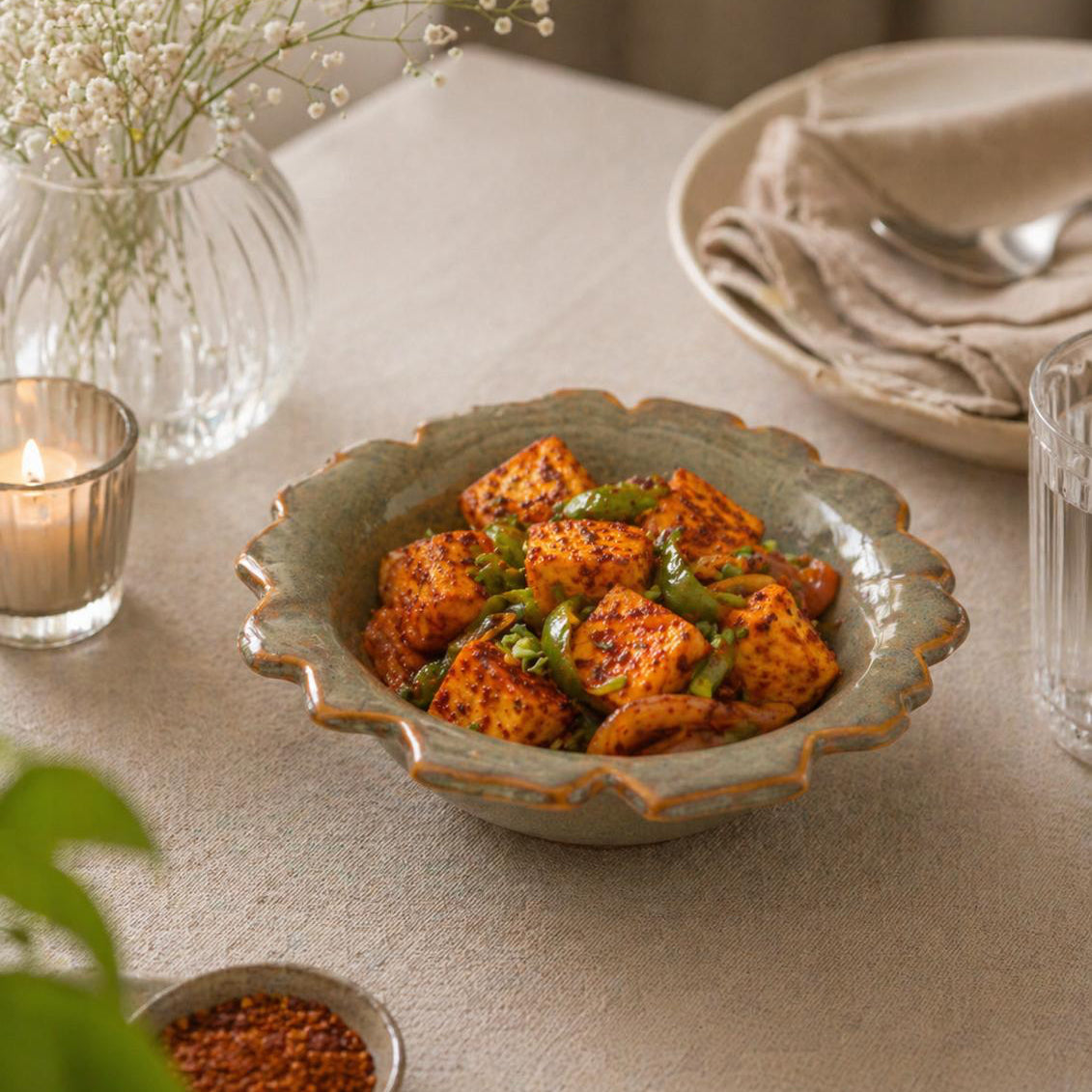 Fluted Curry Studio Ceramic Bowl (set of 1)