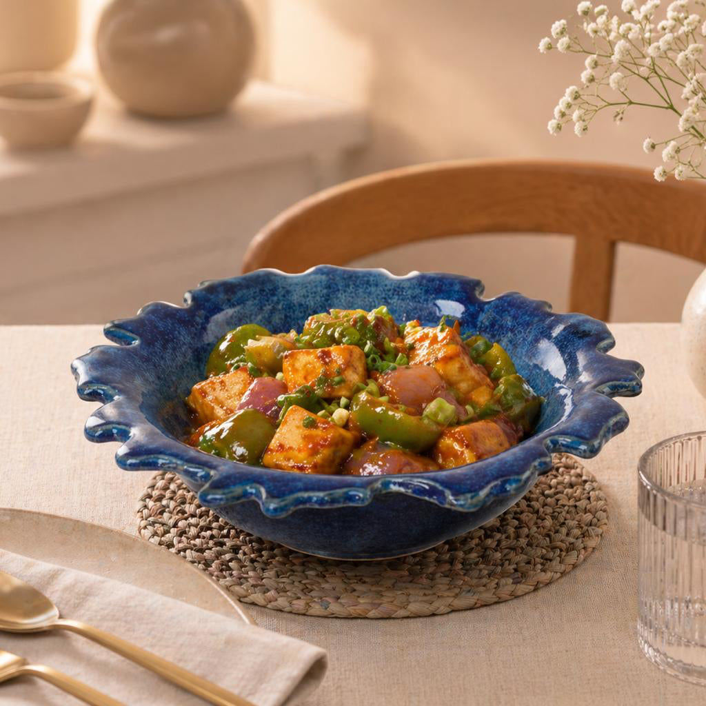 Fluted Curry Studio Ceramic Bowl (set of 1)