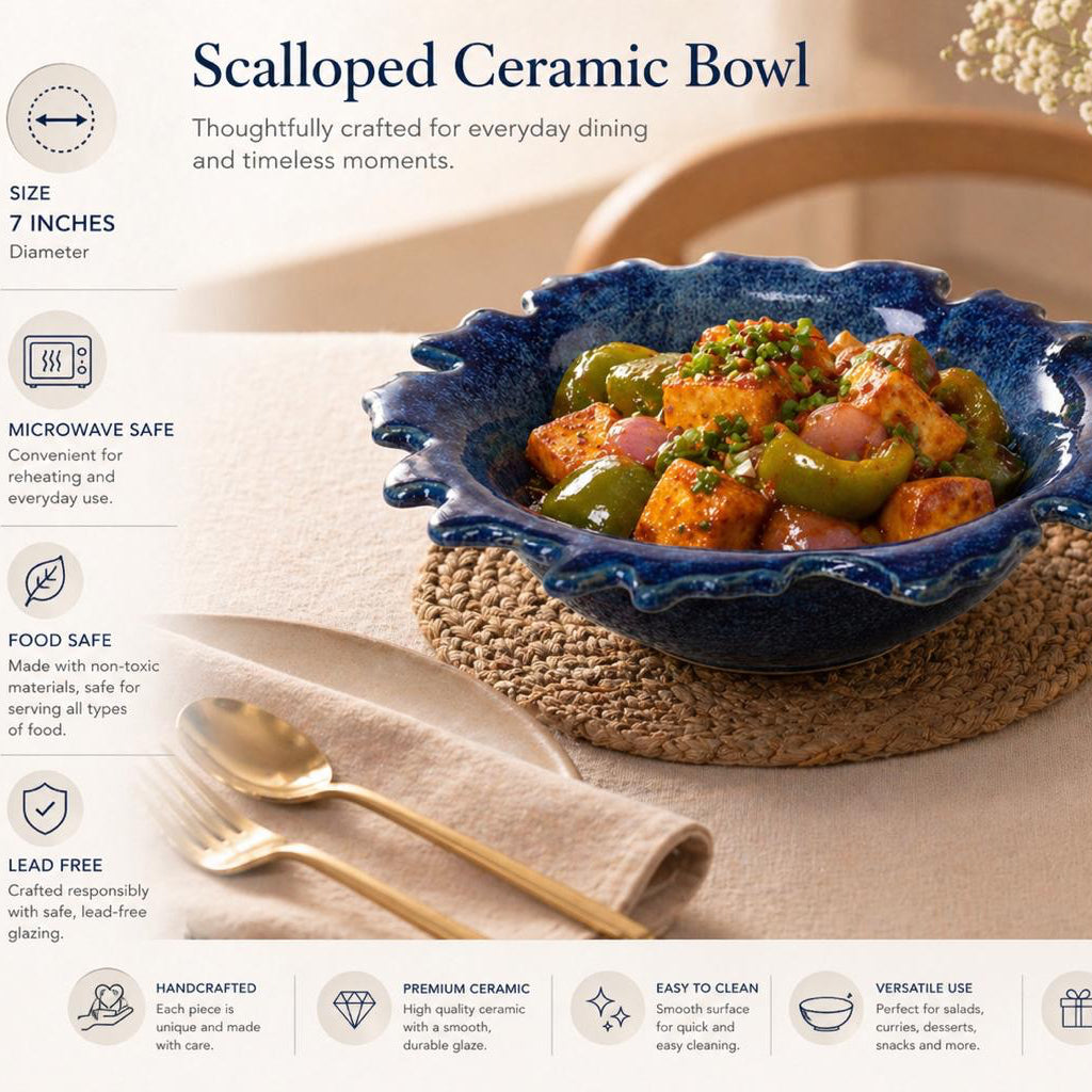 Fluted Curry Studio Ceramic Bowl (set of 1)