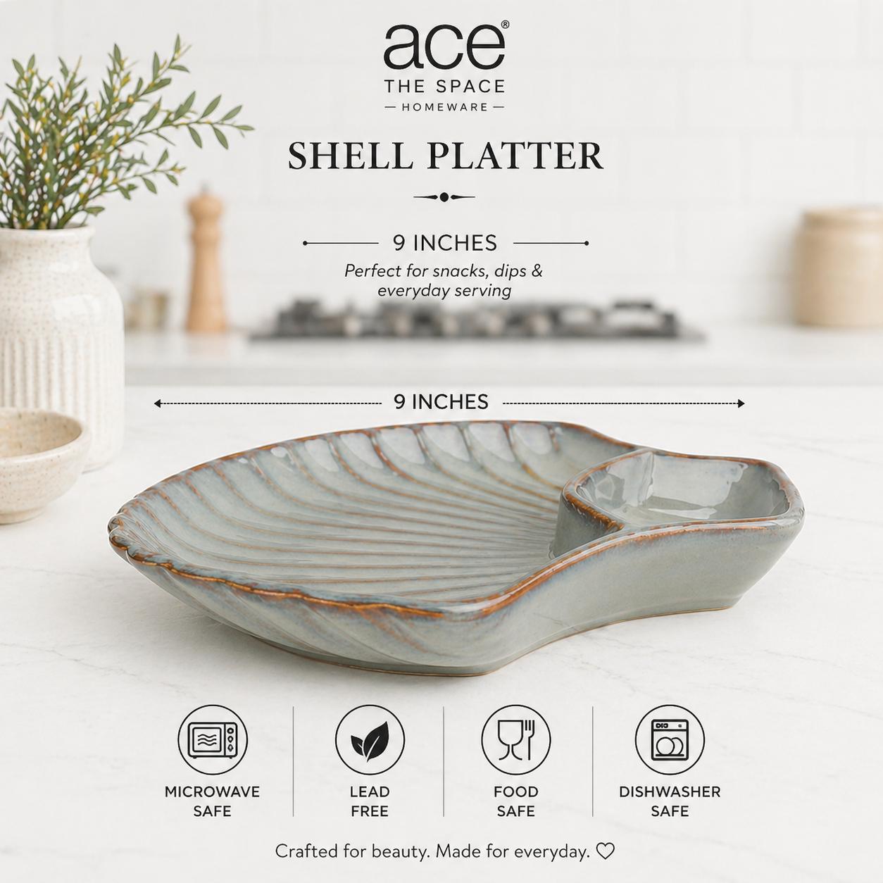 Azure Shell Chip And Dip Platter (set of 1)