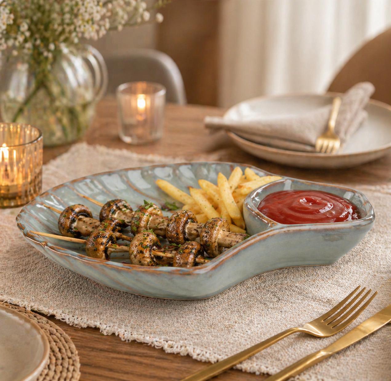 Azure Shell Chip And Dip Platter (set of 1)