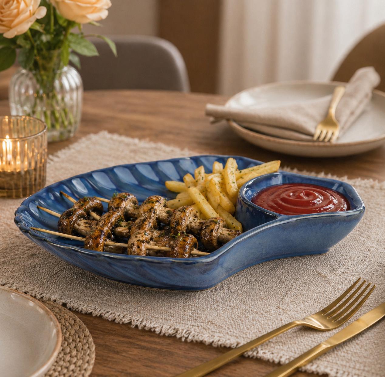 Azure Shell Chip And Dip Platter (set of 1)