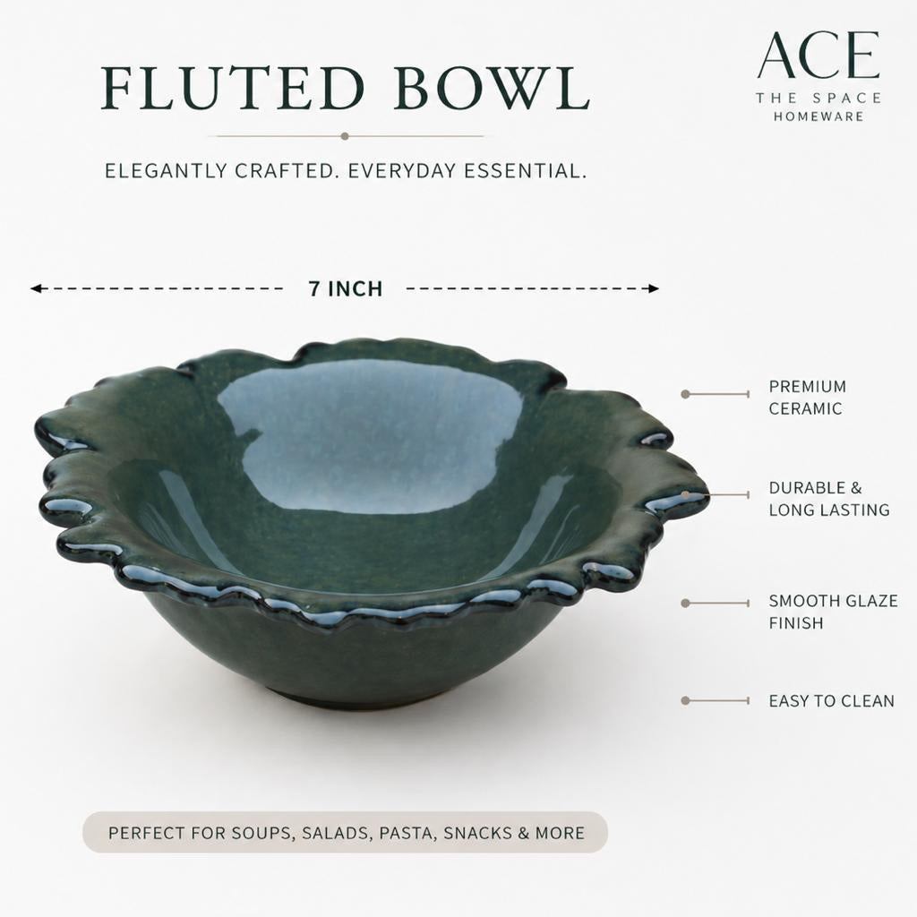 Fluted Curry Studio Ceramic Bowl (set of 1)