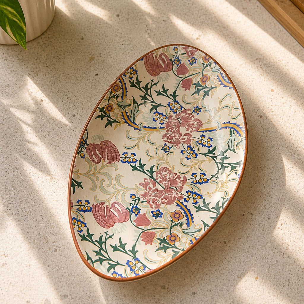 Pink Petal Isle Oval Snack Platter (set of 1)