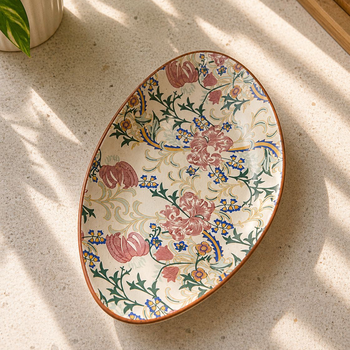 Pink Petal Isle Oval Snack Platter (set of 1)