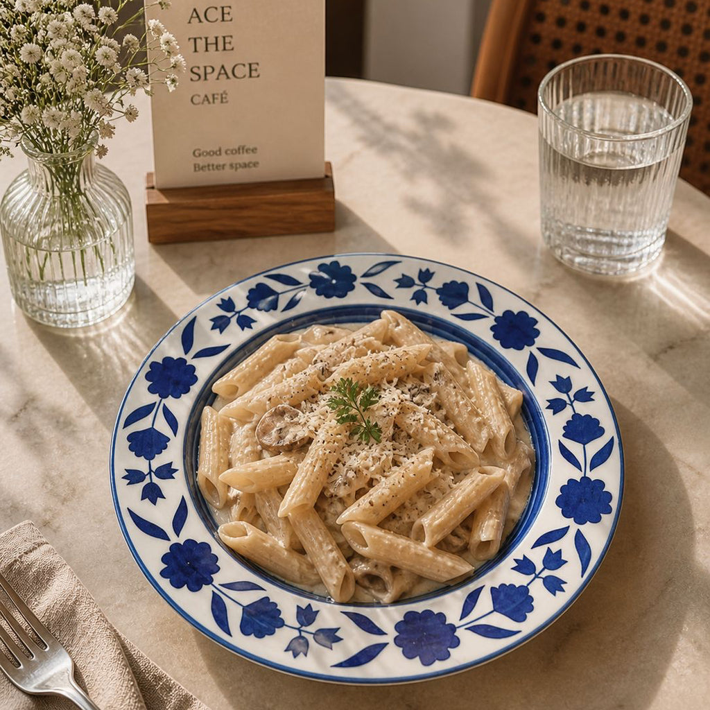 Blue Pottery Pasta Plate  (Set of 1 )| Ceramic