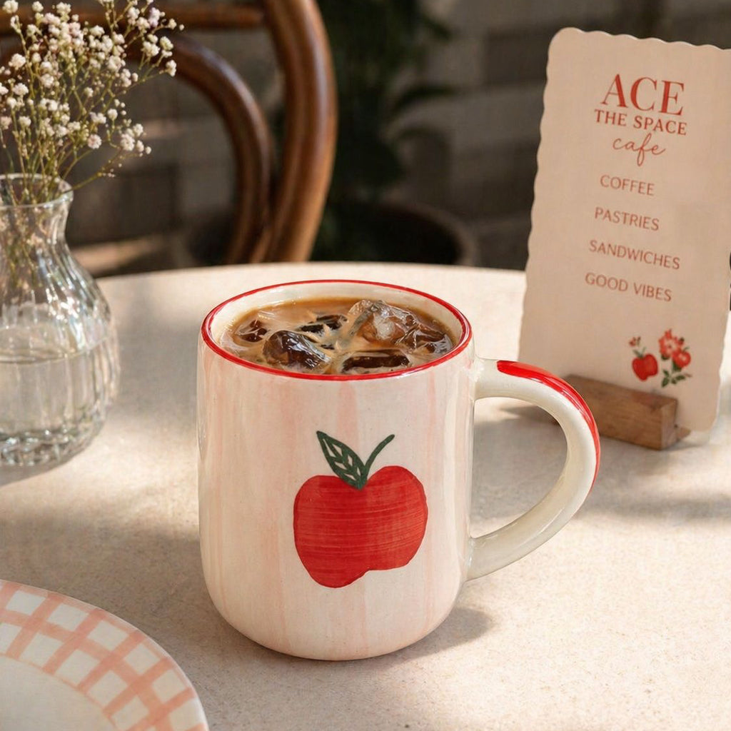 STRIPES WITH APPLE COFFEE CUP (Set of 1) | Perfect gifting option