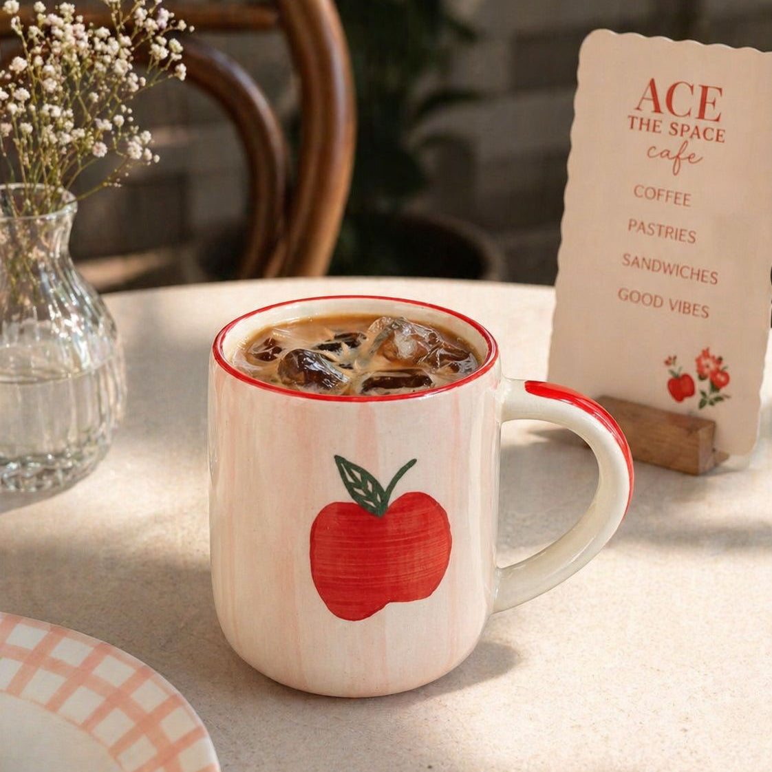 STRIPES WITH APPLE COFFEE CUP (Set of 1) | Perfect gifting option