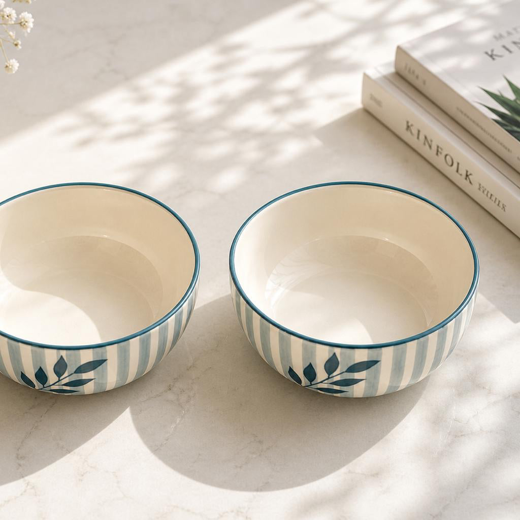 Blue Petal Serving Bowl Set (set of 2)