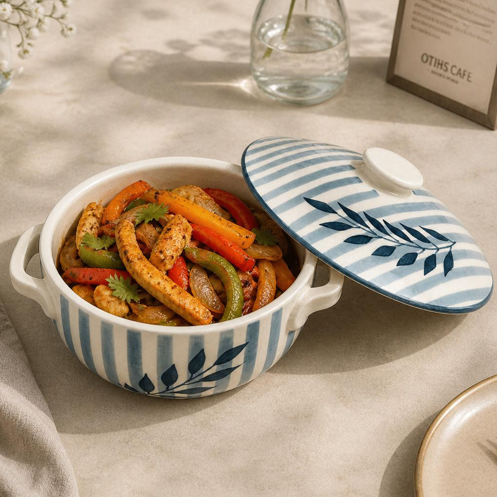 Blue Petal Casserole | Ceramic