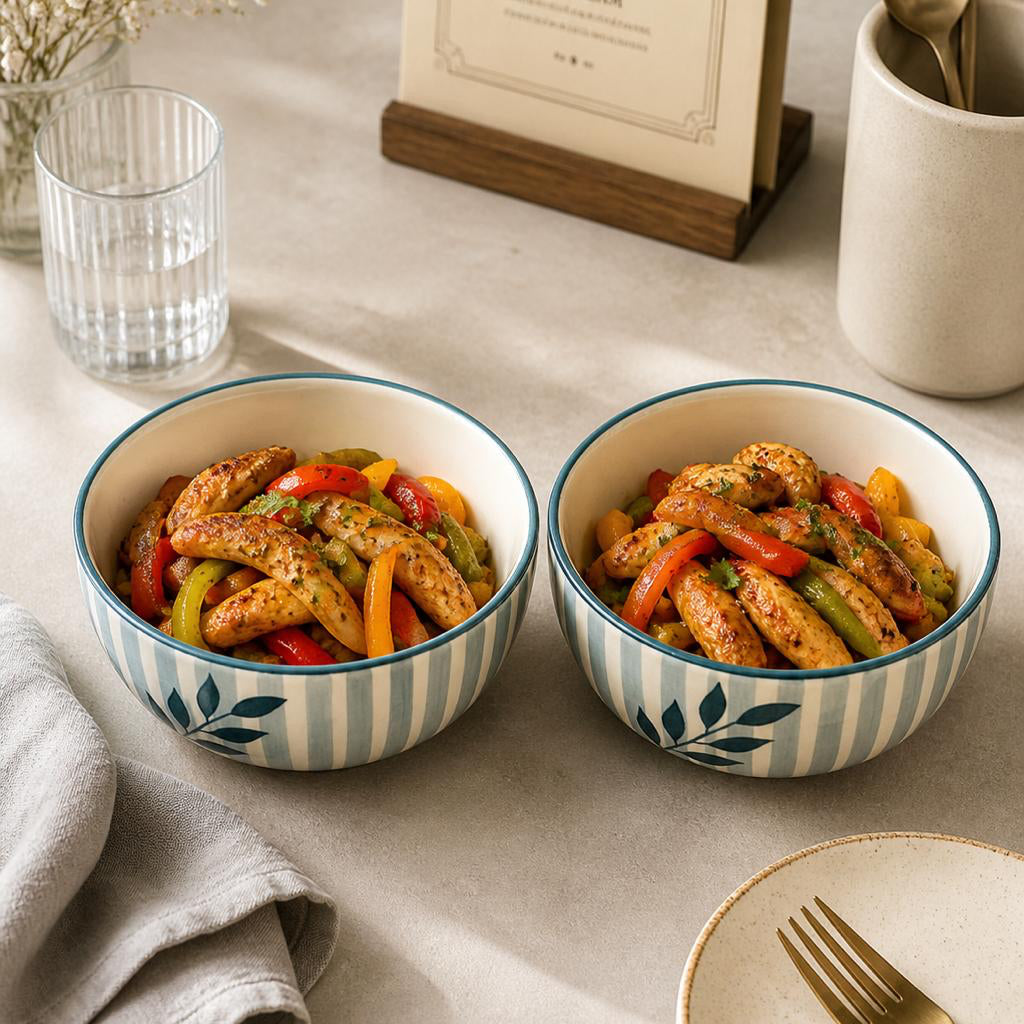 Blue Petal Serving Bowl Set (set of 2)