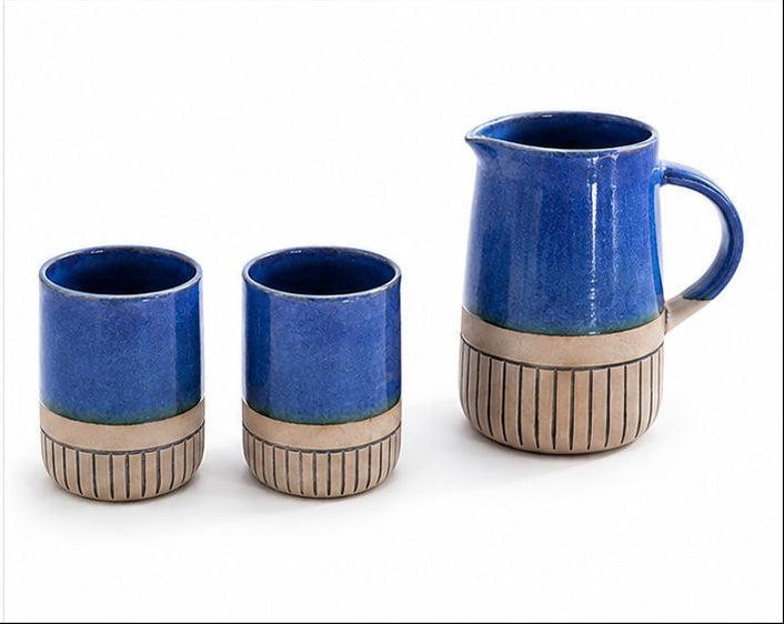 Little Clay Jug and Glass Set  (Set of 3) | Perfect gifting option