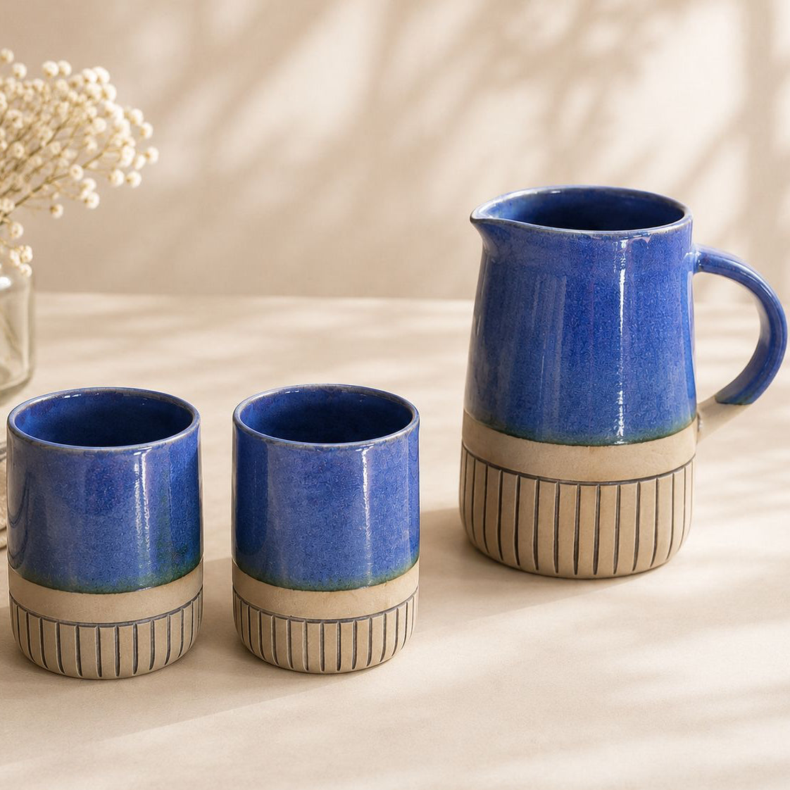 Little Clay Jug and Glass Set  (Set of 3) | Perfect gifting option