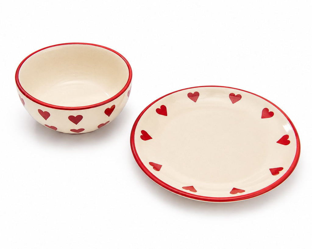 Heart Snack Plate and bowl set | Ceramic
