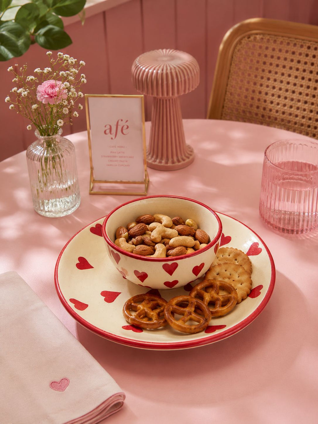 Heart Snack Plate and bowl set | Ceramic