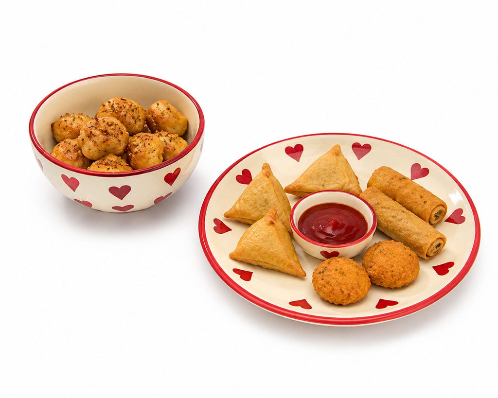 Heart Snack Plate and bowl set | Ceramic