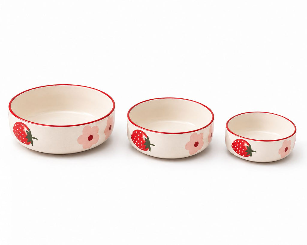 Happy Breakfast Bowls (Set of 3) | Ceramic