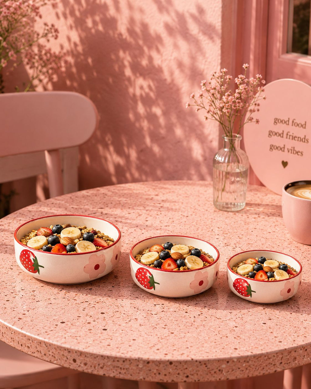 Happy Breakfast Bowls (Set of 3) | Ceramic