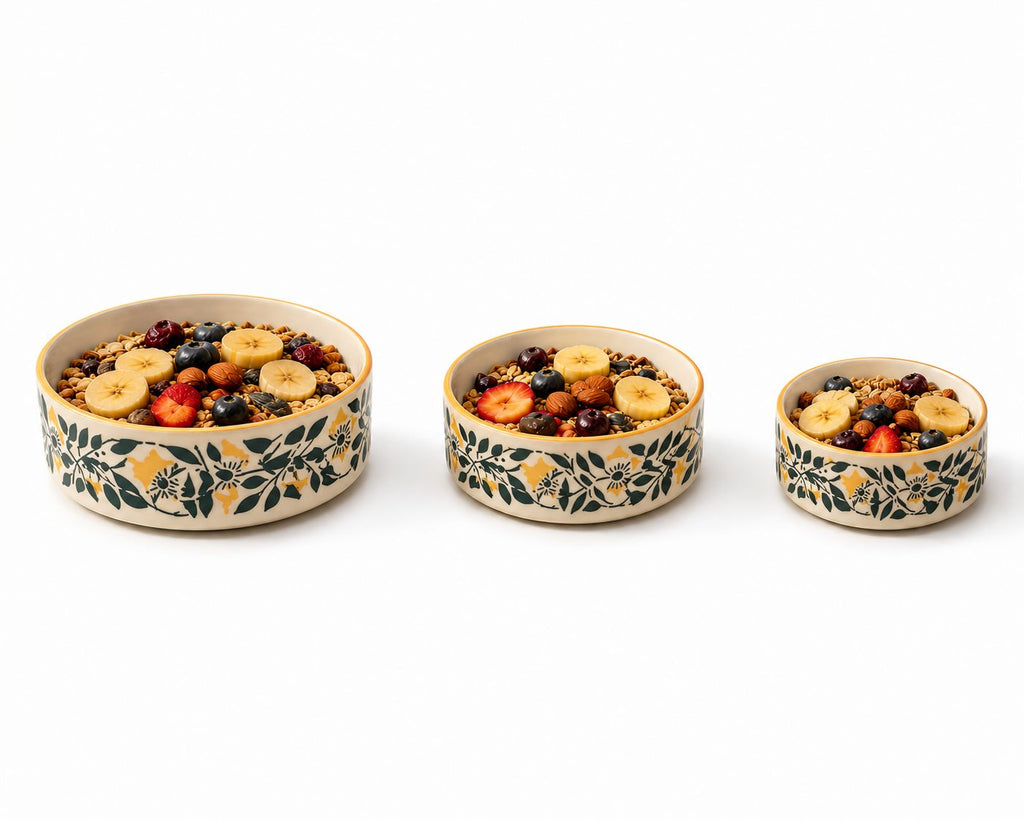 Happy Breakfast Bowls (Set of 3) | Ceramic