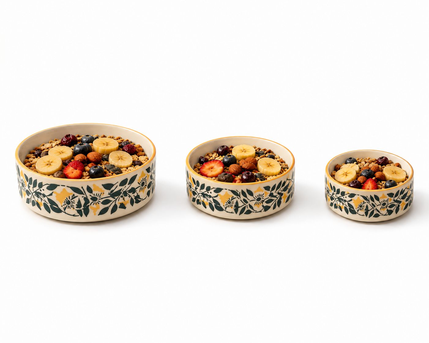 Happy Breakfast Bowls (Set of 3) | Ceramic