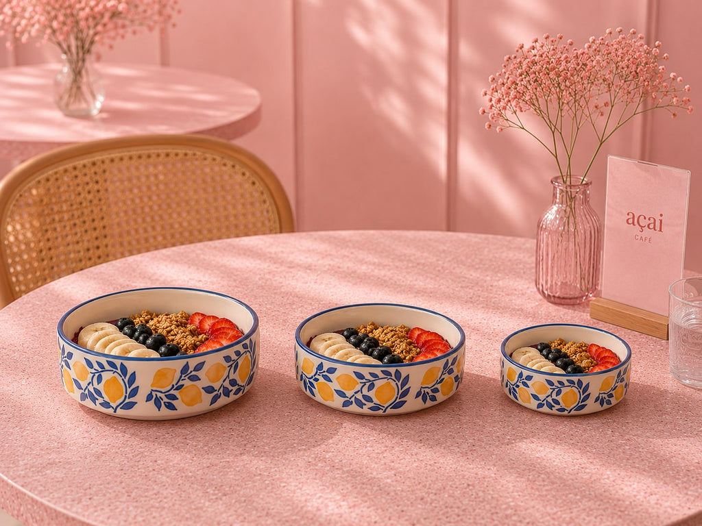 Happy Breakfast Bowls (Set of 3) | Ceramic