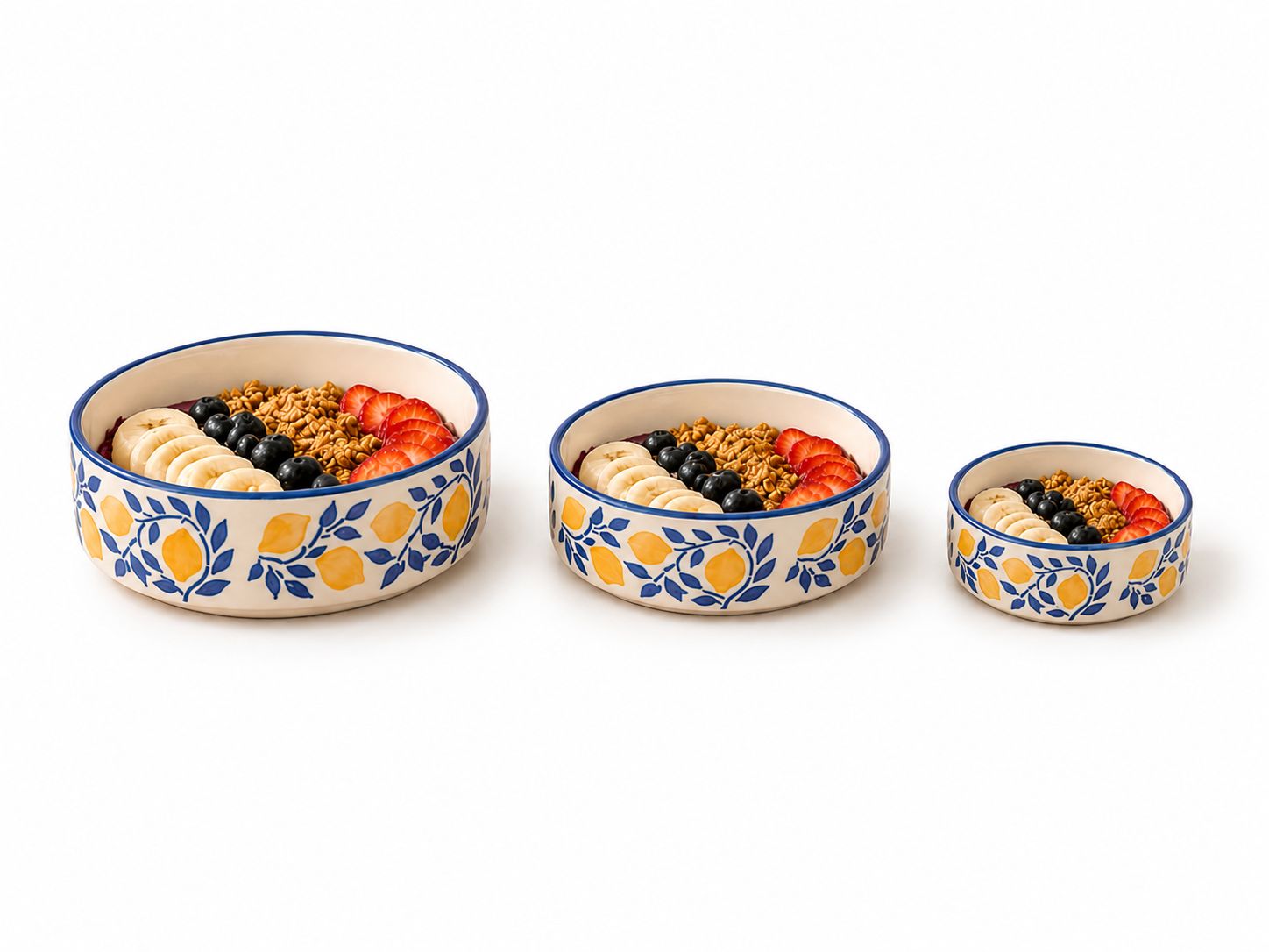 Happy Breakfast Bowls (Set of 3) | Ceramic