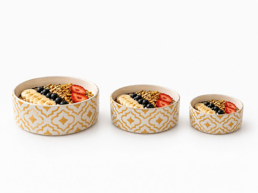 Happy Breakfast Bowls (Set of 3) | Ceramic