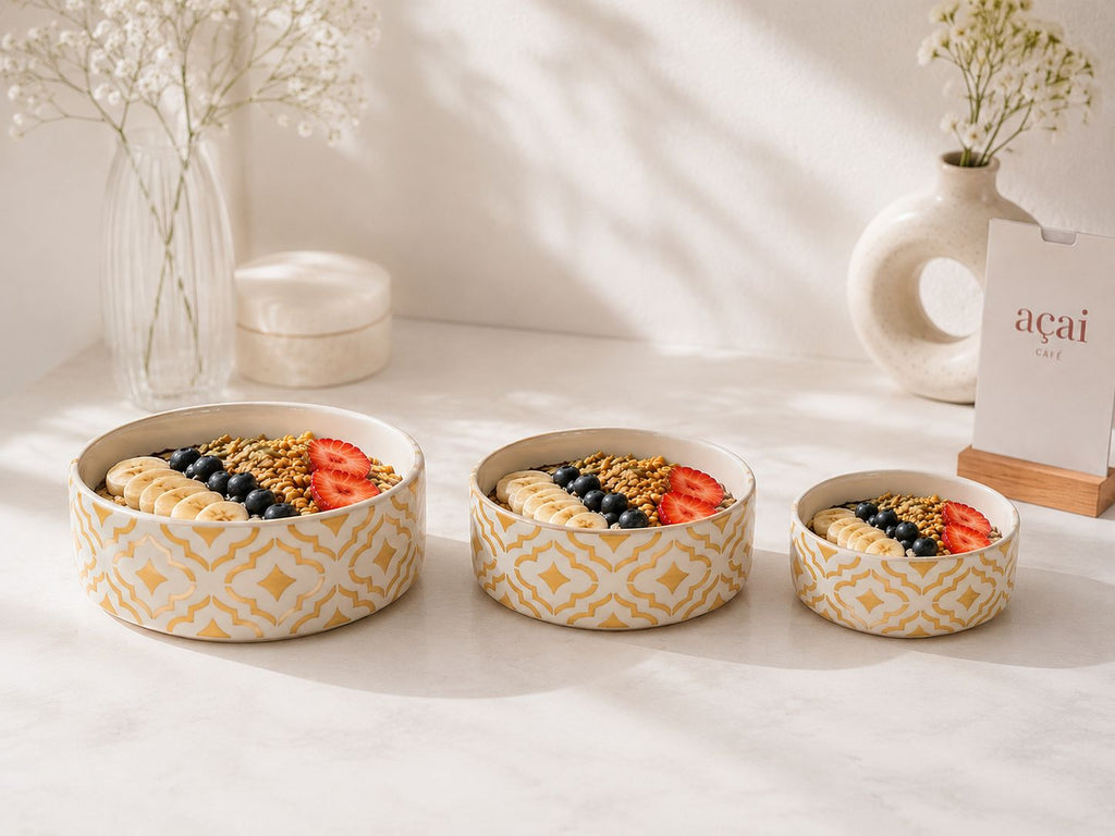 Happy Breakfast Bowls (Set of 3) | Ceramic