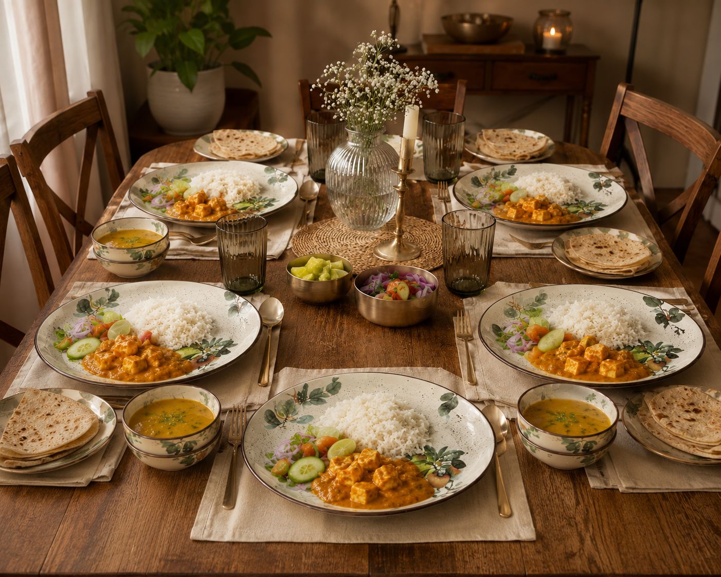 Tiki Golden Flowers Dinner Set | Porcelain