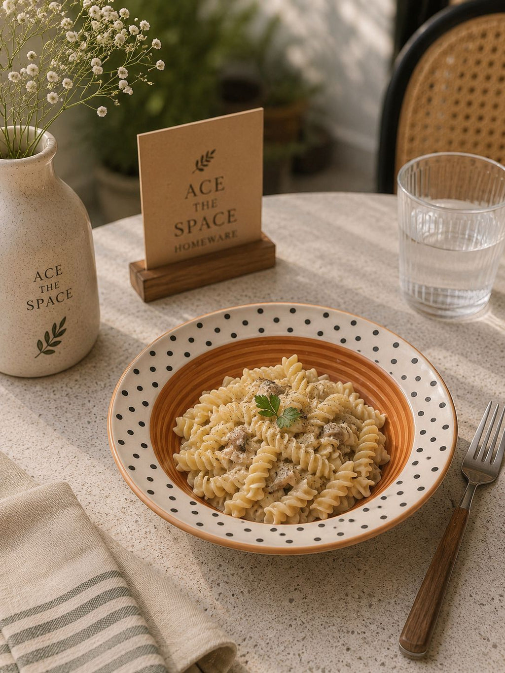 Polka Pop Pasta Plate (Set of 1 )| Ceramic