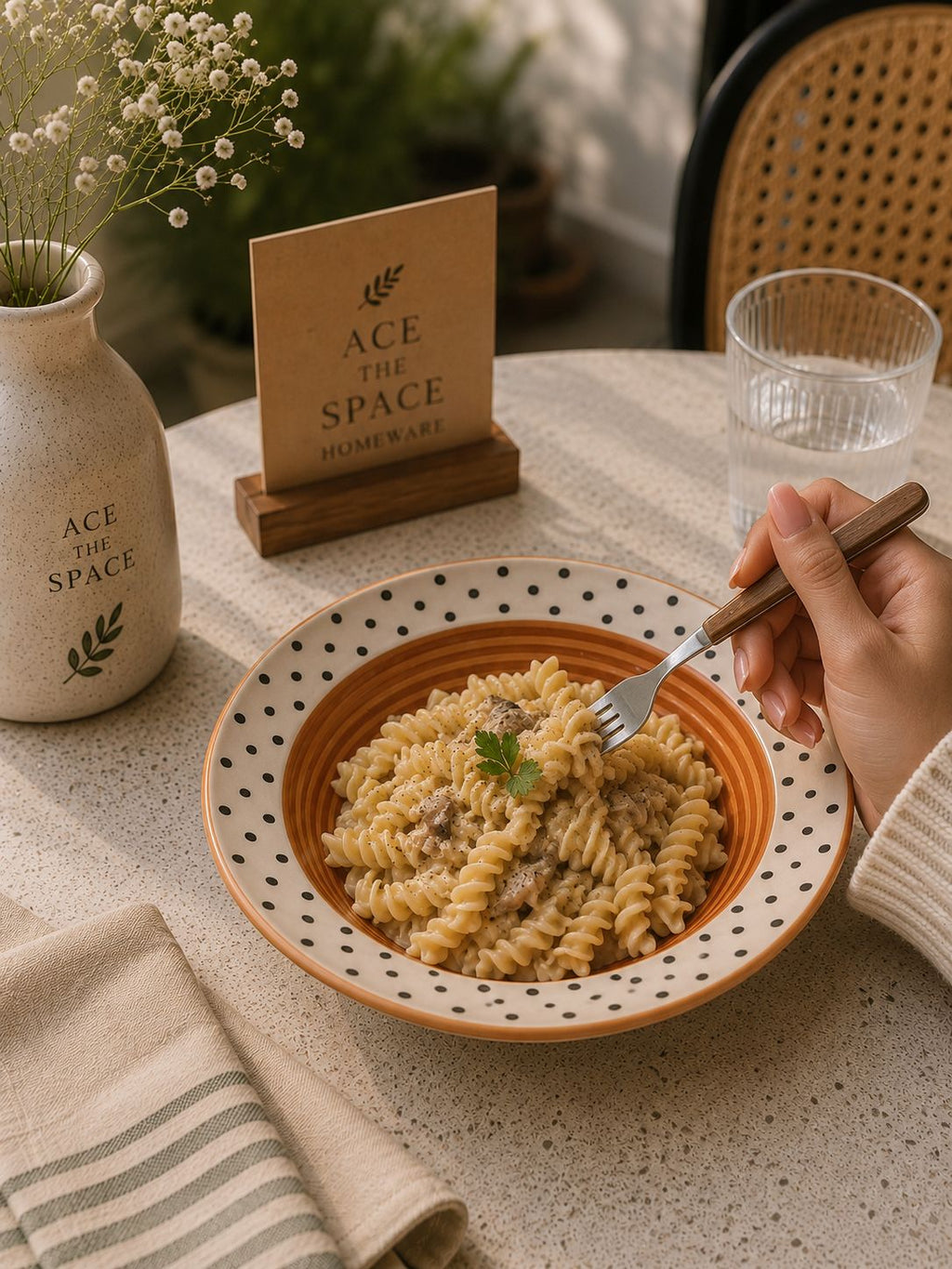 Polka Pop Pasta Plate (Set of 1 )| Ceramic