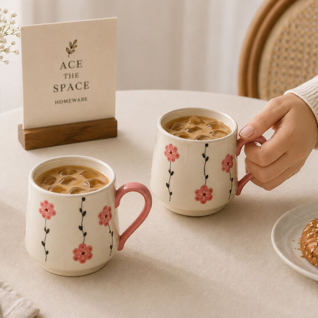 FLORAL SIP COFFEE CUPS (Set of 2) | Perfect gifting option