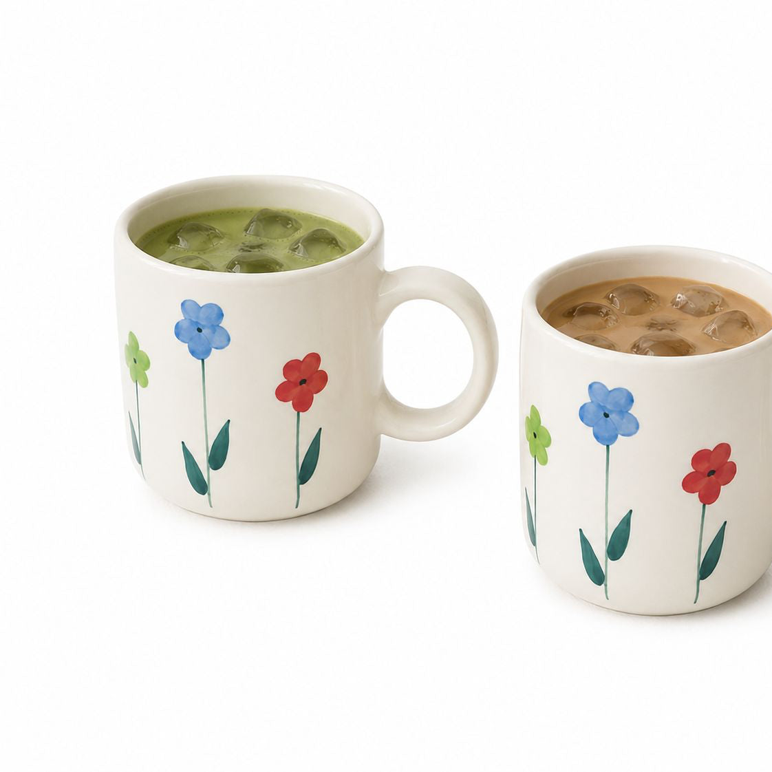 HANDPAINTED FLOWERS COFFEE CUPS (Set of 2) | Perfect gifting option