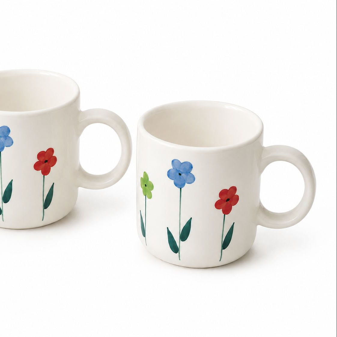 HANDPAINTED FLOWERS COFFEE CUPS (Set of 2) | Perfect gifting option
