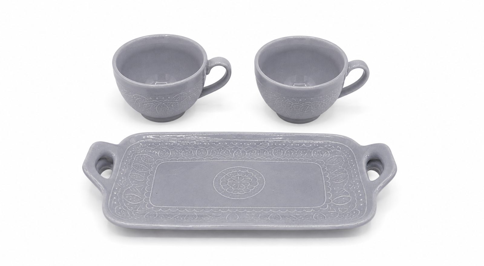 Dusty Blue Tea Affair( Set of 2 cup and 1 tray) | Pinterest Inspired Design