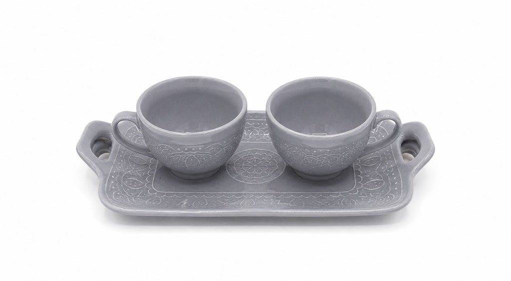 Dusty Blue Tea Affair( Set of 2 cup and 1 tray) | Pinterest Inspired Design