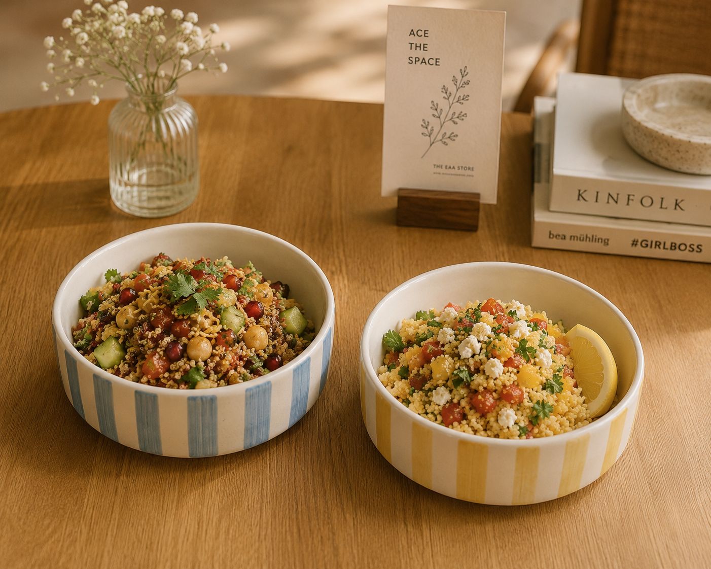 Stripe Love Breakfast/Snack Bowls (set of 2)