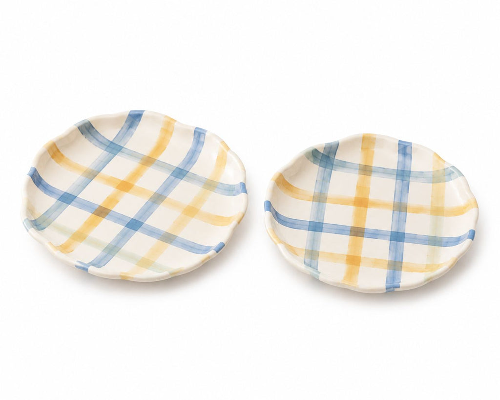 Gingham Cookie Plates  ( Set of 2) | Ceramic