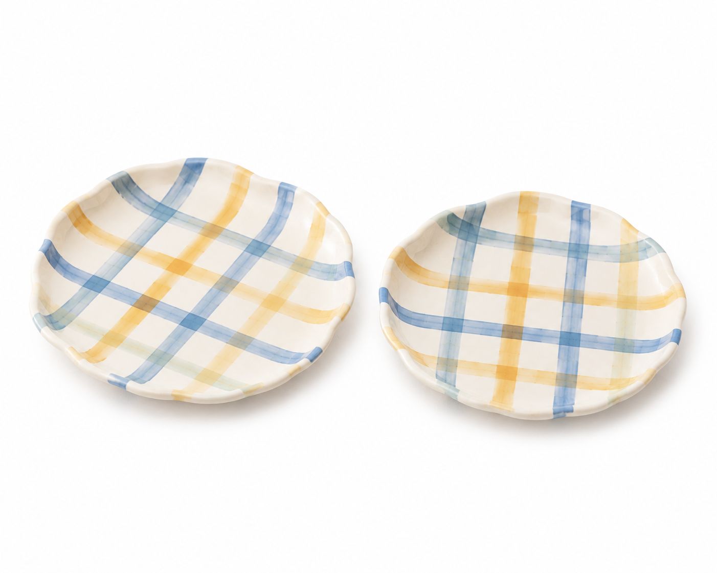 Gingham Cookie Plates  ( Set of 2) | Ceramic
