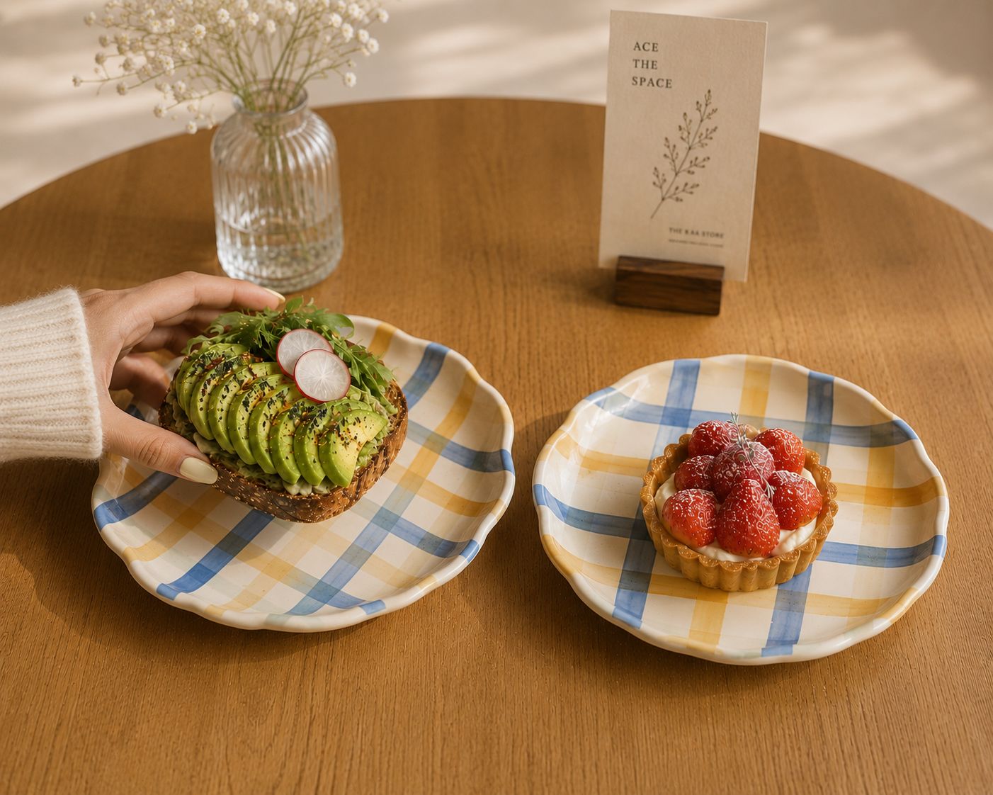 Gingham Cookie Plates  ( Set of 2) | Ceramic