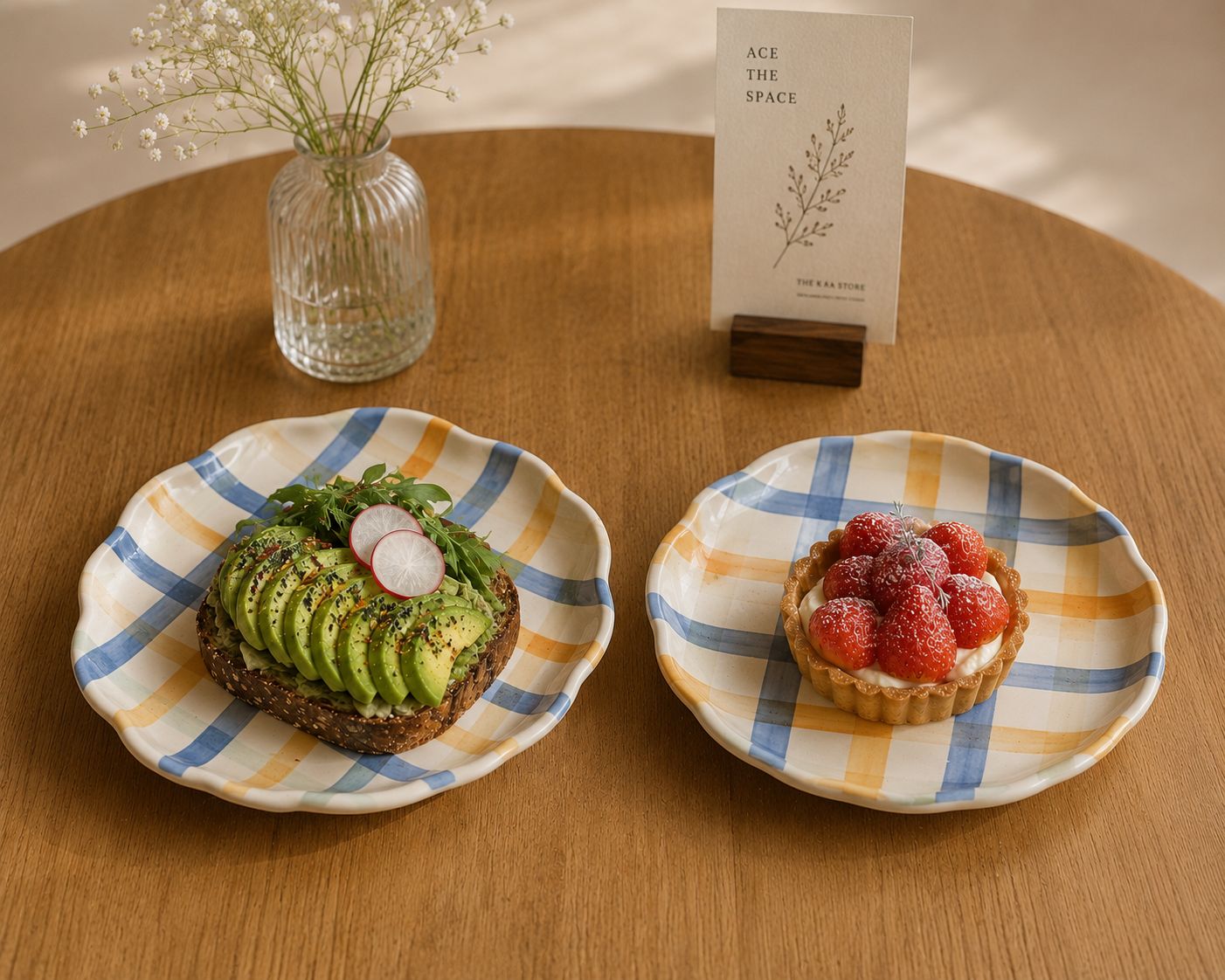 Gingham Cookie Plates  ( Set of 2) | Ceramic
