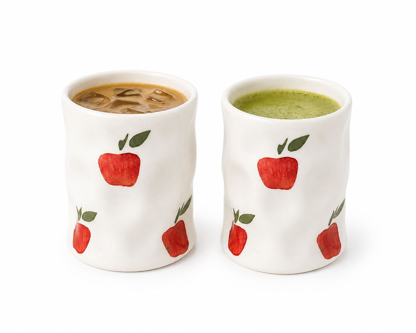 SWEET APPLE SIPS CERAMIC COFFEE GLASSES (Set of 2) | Perfect gifting option
