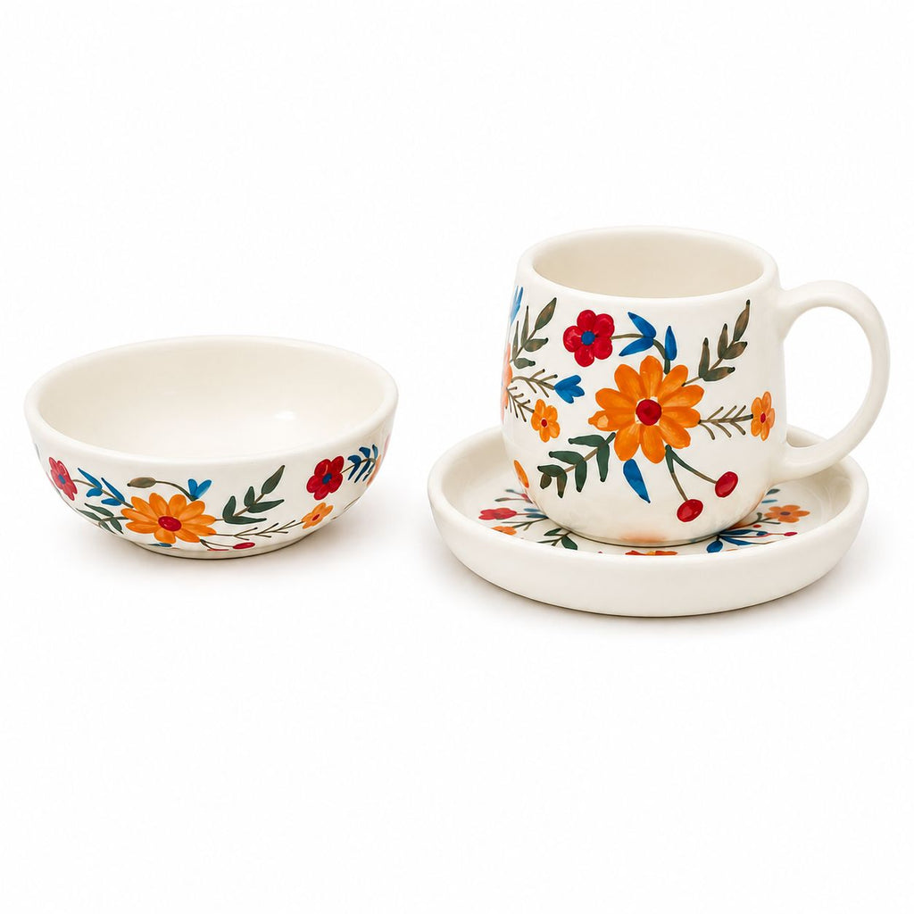 FLORAL AURA CUP AND SAUCER AND BOWL (Set of 1) | Pinterest Inspired Design