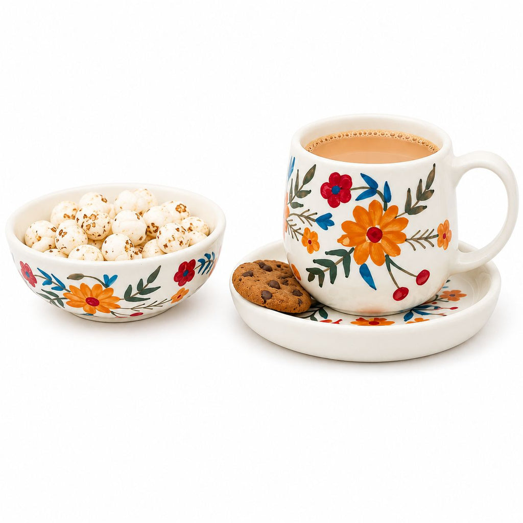 FLORAL AURA CUP AND SAUCER AND BOWL (Set of 1) | Pinterest Inspired Design