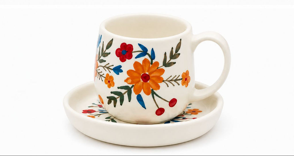 FLORAL AURA CUP AND SAUCER AND BOWL (Set of 1) | Pinterest Inspired Design