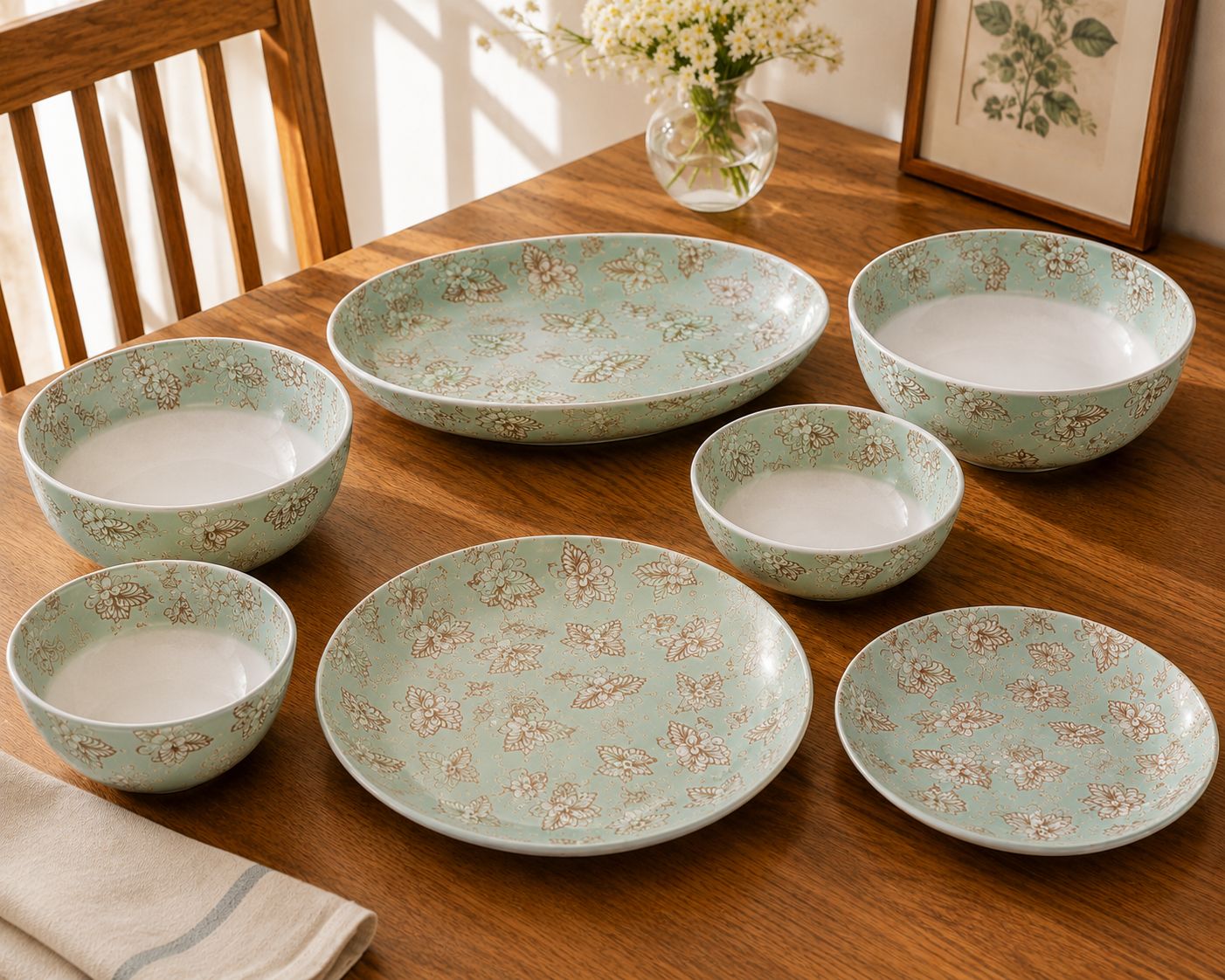 Whispering Blue Florals Dinner Set | Porcelain